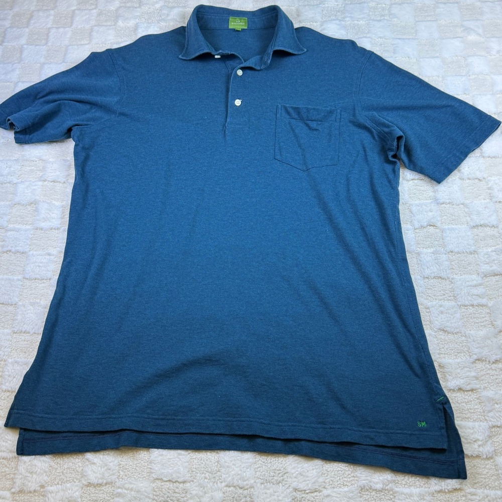 Sid Mashburn Mens Blue 100% Cotton Pique Short Sleeve Pocket Polo Shirt Size M